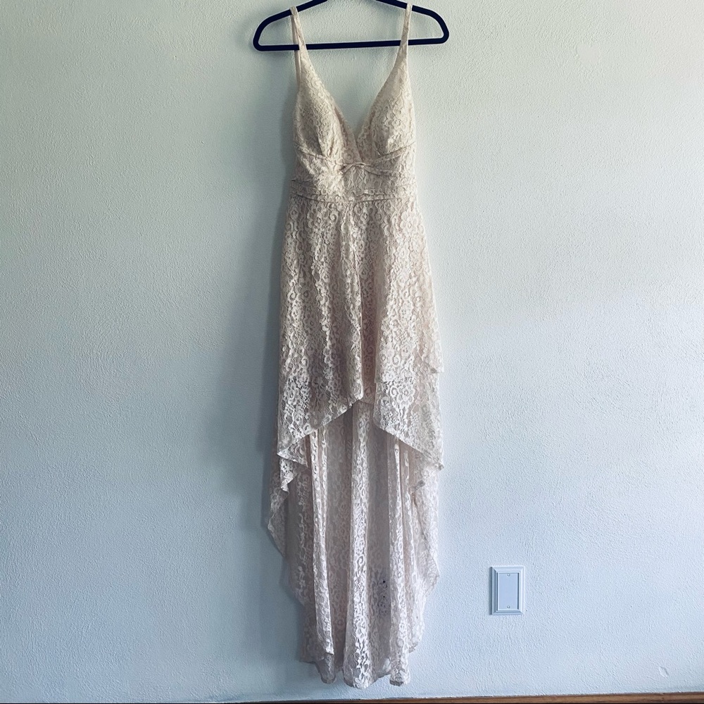 Laundry by Shelli Segal LA cream lace high low dress